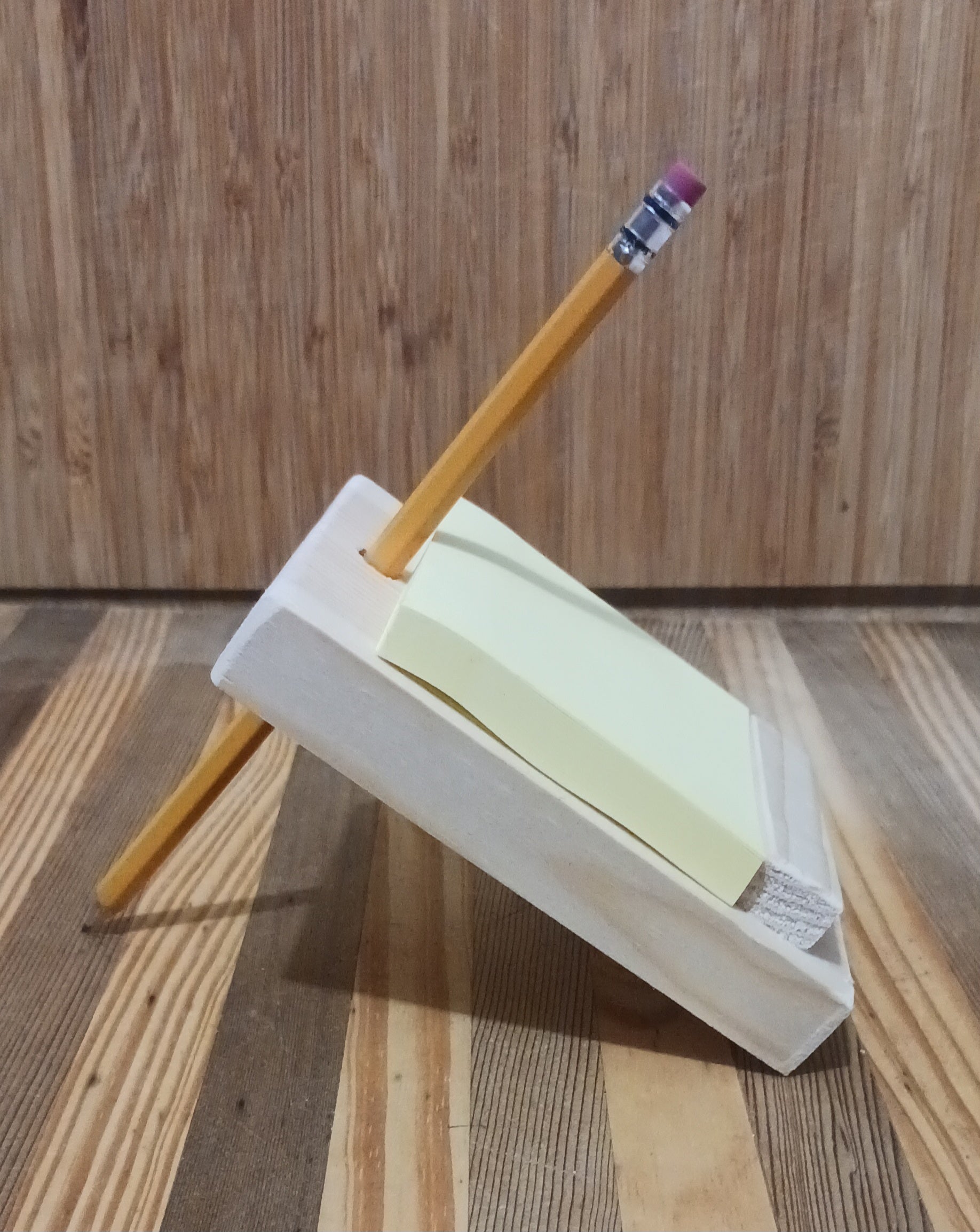 Handmade Wooden Memo Pad/Pencil Holder with #2 Pencil And 3x3 Inch Pad