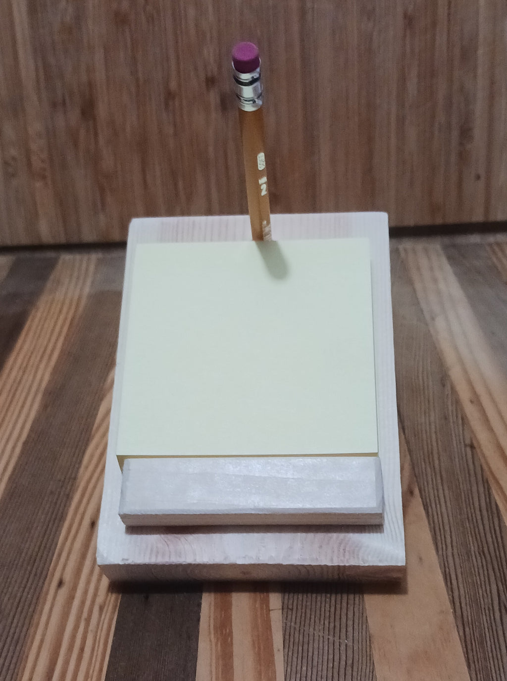 Handmade Wooden Memo Pad/Pencil Holder with #2 Pencil And 3x3 Inch Pad
