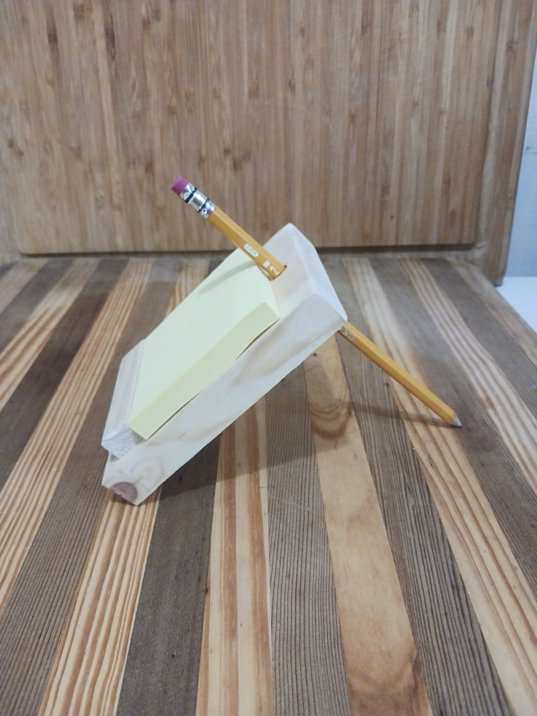 Handmade Wooden Memo Pad/Pencil Holder with #2 Pencil And 3x3 Inch Pad